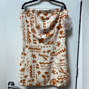 Mini Strapless Dress in Cream and Orange (straps included)